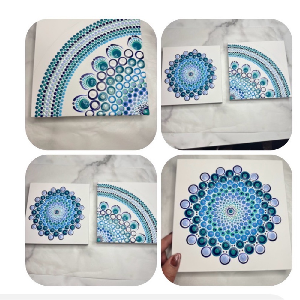 Blue Abstract Art Set for Home Decor - Picture 2 of 8